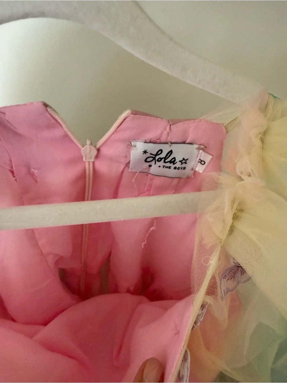 Lola + The Boys Pastel Rainbow Butterfly Tulle Dress - Pink, Yellow, Blue, Green